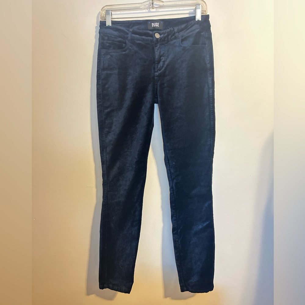PAIGE Verdugo Ankle Midnight Blue Velvet Pants